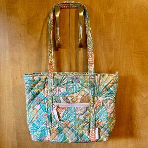 Vera Bradley Quilted Tote Tropical Floral w/ Zip Pocket Shoulder Bag